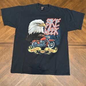Vintage 1996 Daytona Beach Bike Week T-Shirt Eagle Biker Black XL Sherry's Best